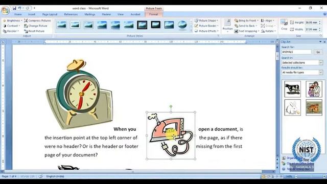 How to insert pictures, clip arts, shapes and smart art in MS word( Malayalam)