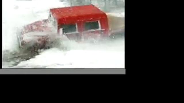 Hummer in very deep snow.