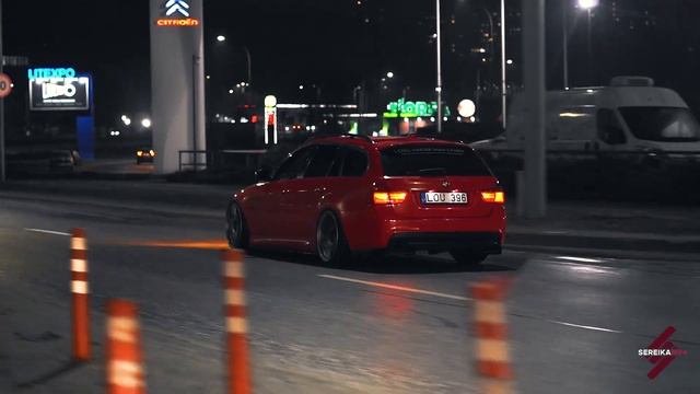 Bagged BMW E91 on Vilnius roads