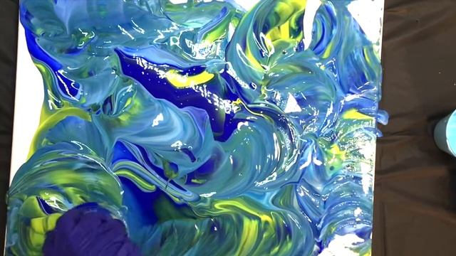 Acrylic Pouring Blue Step By Step Fluid Painting Flip Cup Amazing Pour Painting Blue Green Painting