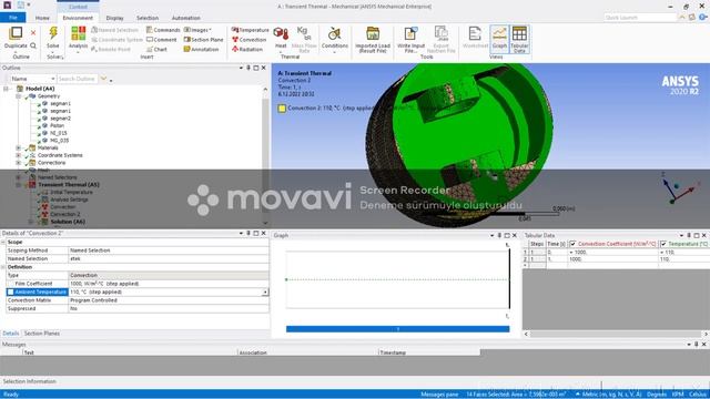 Seramik kaplamalı piston termal analizi - ANSYS Transient Thermal Analysis