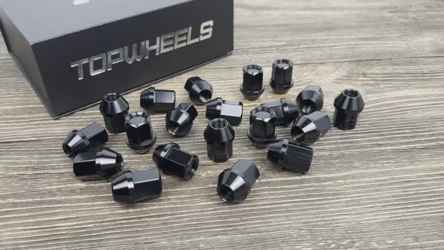 Гайки колесные из кованого алюминия M12 32мм Конус Topwheels AL01 20шт Black