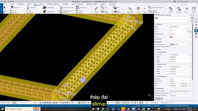 Auto create beam rebar - Tekla Open API. First Look [Engsub + Vietsub]