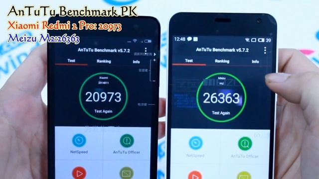 Meizu M2 vs Xiaomi Redmi2 Pro (2-16G) Antutu Benchscores