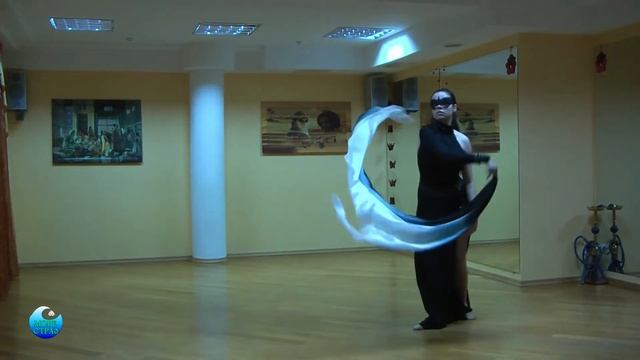 Шовкова шаль для східних танців та шоу колір СІРИЙ АГАТ