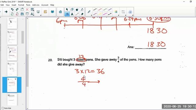 PSLE Math School Exam Papers (Raffles Girls Primary School SA1 2019 Paper 1)