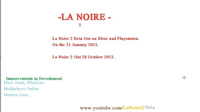 La Noire 2 [Beta] MultiPlayer Online.