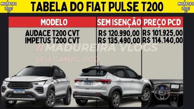 Pulse PCD! Fiat Aumenta Preço do SUV PCD! Confira Novos Valores...