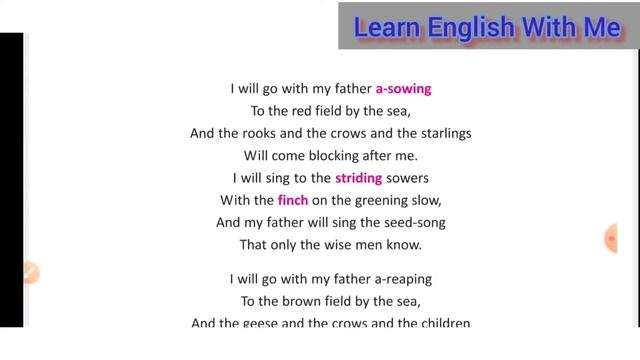 I will go with my father a ploughing by Joseph  Campbell, class 6 English poem,wbbse, Blossoms