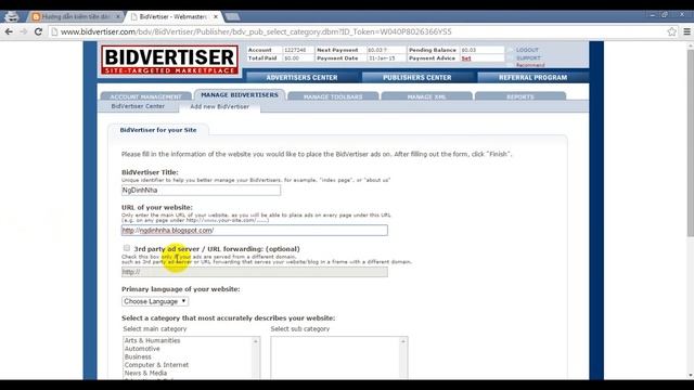 Hướng dẫn kiếm tiền dành cho publisher bằng Bidvertiser - NgDinhNha