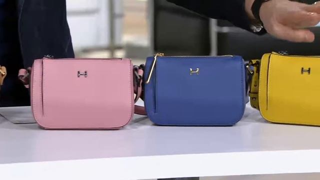 H by Halston Pebble & Smooth Leather Mini Crossbody Bag on QVC