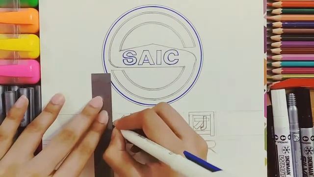 How to Draw the SAIC Motor Logo - SAIC Cars, Trucks