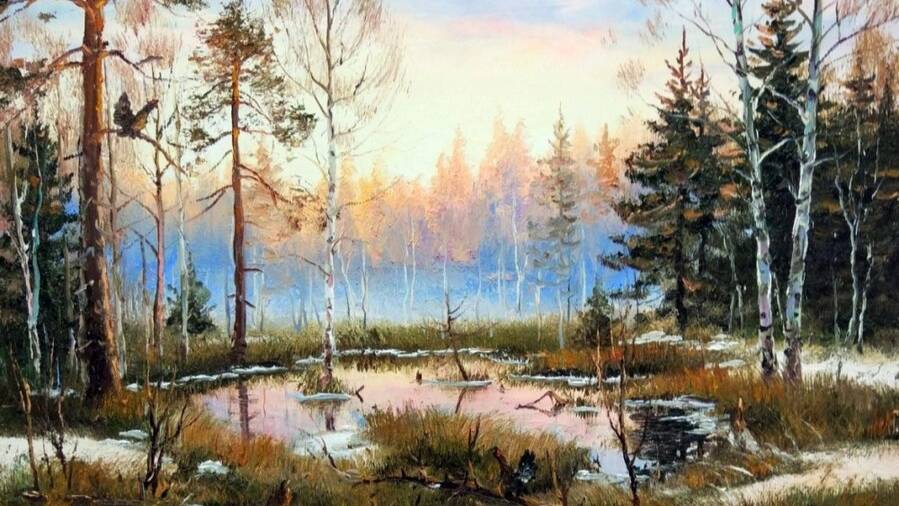 Из зимы - в весну. "Провожаем Февраль с Зимою, И встречаем Весну и Март..." Пейзажи Олега Пятина.