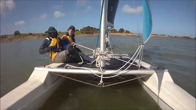 Calypso 16 sailing at the 'Dauntlus Cup', Goolwa, August 2015 (HD)