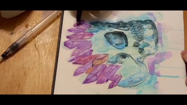 Painting an Amethyst skull with watercolour | A day with me | paint ideas