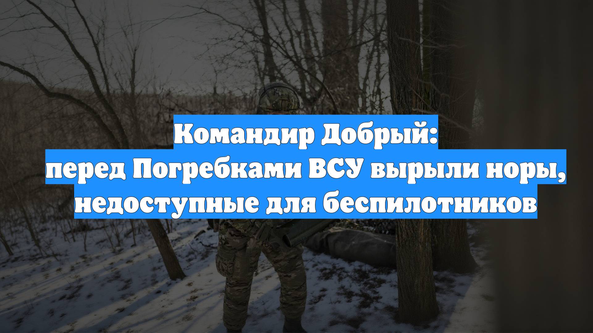 Командир Добрый: перед Погребками ВСУ вырыли норы, недоступные для беспилотников