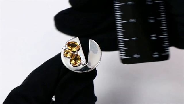 Серебряное кольцо с фианитом и цитрином AQUAMARINE А6953606А