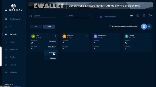 See How you can transfer funds from Your MT5 Wallet to FIAT Account (WinproFX Wallet).