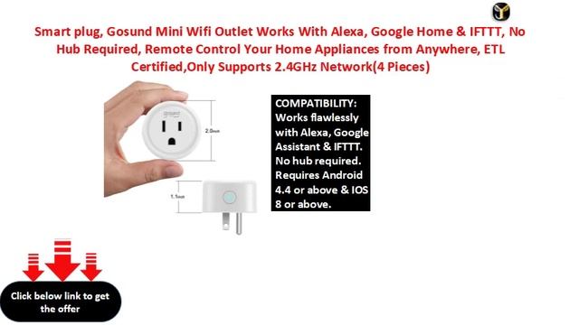 Smart plug, Gosund Mini Wifi Outlet Works With Alexa, Google Home & IFTTT, No Hub Required