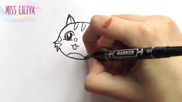 Малюємо Котика. Як намалювати Кота. Навчальне відео для дітей Киця. Розмальовка Кошеня