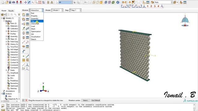 concrete honeycomb structure | force-displacement curve |compressive and tensile damage| Abaqus