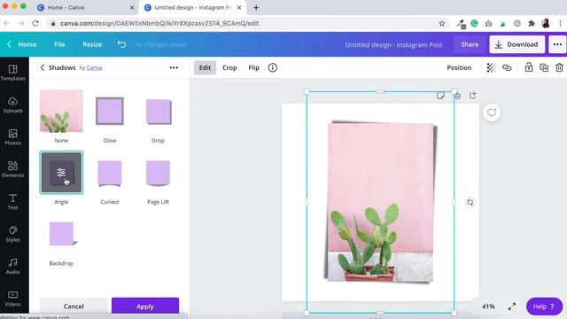 How to add ONE CLICK shadow effects in Canva **BRAND NEW FEATURE IN CANVA**