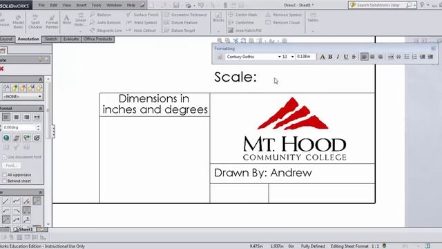Solidworks-Sheet Format