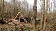 Строительство охотничьей хижины с камином - Бушкрафт-убежище из дерева и глины
