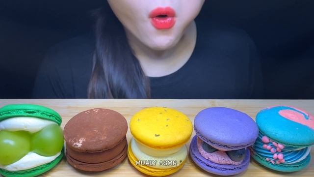 ASMR COLORFUL MACARON PARTY*FATCARON,FRUIT MACARON EATING SOUNDS MUKBANG, 알록달록 뚱카롱 파티*생과일 마카롱 먹방🌈💖