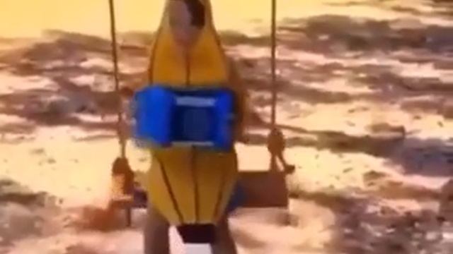 Kid Dresses as banana, plays the accordion on a swing and fucking dies