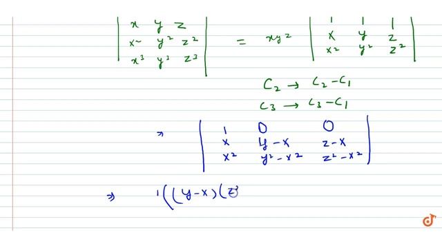 Show that : `|x y z x^2y^2z^2x^3y^3z^3|=x y z(x-y)(y-z)(z-x)dot`