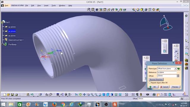 Catia V5: Elbow pipe with external thread Tutorial Part 2
