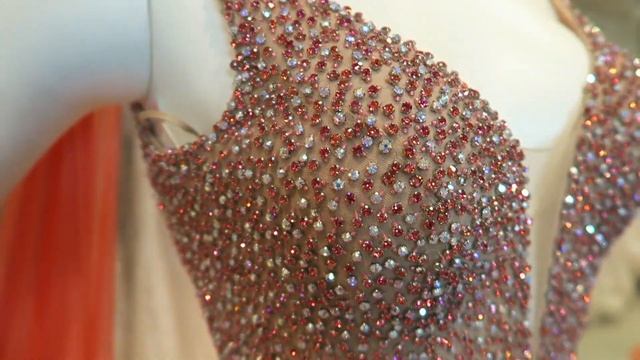SHERRI HILL COUTURE | Coral chiffon | CELESTIAL BRIDES & PROM