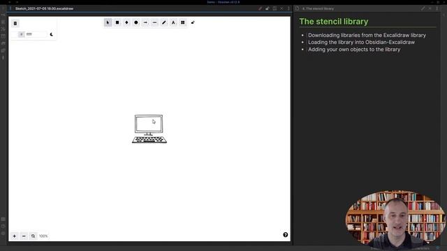 Obsidian-Excalidraw 1.2.0 Walkthrough Part 4/10:  The Stencil Library