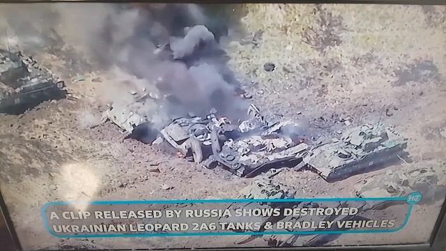 A clip released by Russia shows destroyed Ukrainian Leopard 2A6 tanks & Bradley vehicles