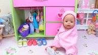 Купание Baby Born с розовым полотенцем! Вечерние процедуры для детей.