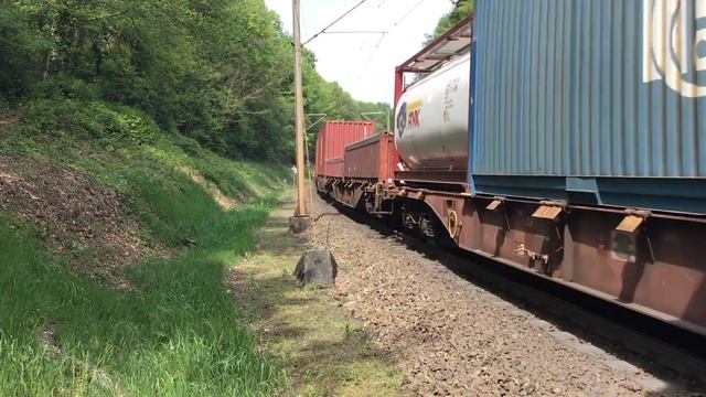 Lineas Traxx Locomotive With Container Train, 1 Tank Container loaded With Toluenedi-Isocyanate☠️