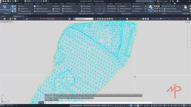 Civil 3D 2021 Создание модели поверхности низа растительного грунта