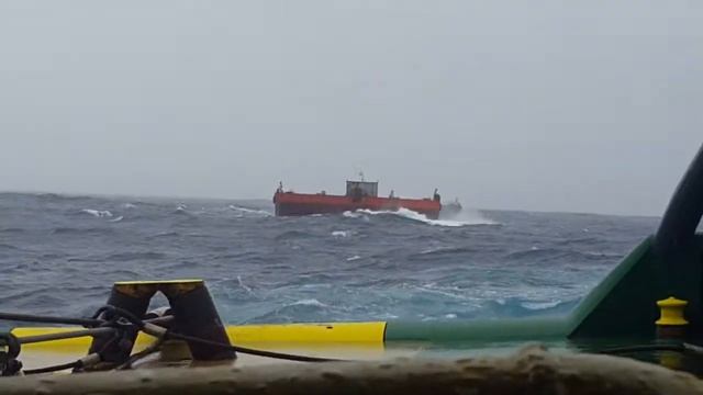 Towing double barges.