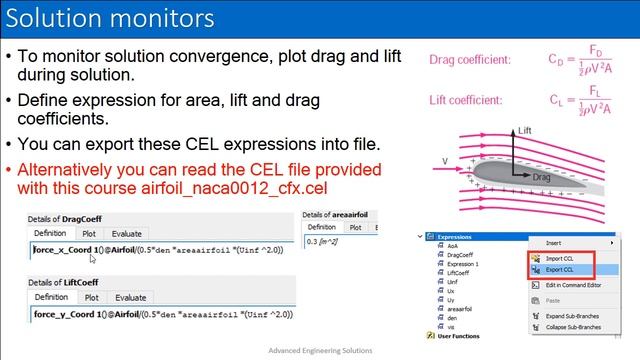 Ansys CFX Tutorial | Solution monitors for Drag and Lift Coefficients