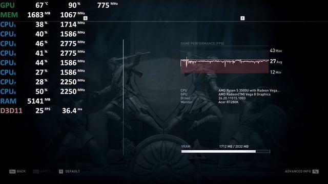 Assassin’s Creed Odyssey on AMD Ryzen 5 3500U Vega 8 "Picasso" Test - Gameplay Benchmark Test