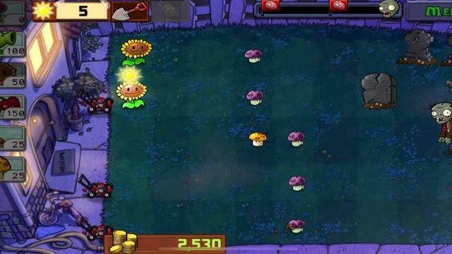 Plants.vs.Zombies.igrok Выставил грибы