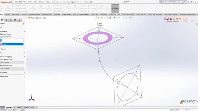 #18 SolidWorks Колено трубы фланцевое