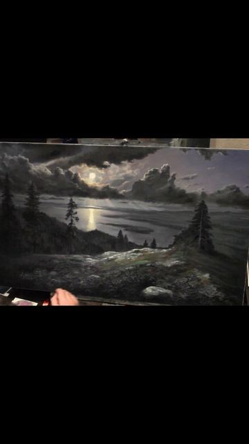 Картина маслом "Карелия лунная ночь" #shorts #творчество #искусство #живопись