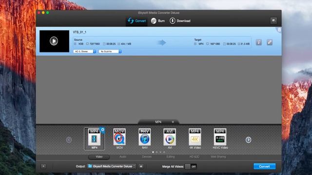 iSkysoft iMedia Converter Deluxe- How to Convert VOB to MOV on Mac