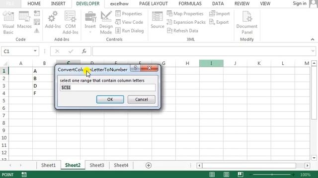 How to convert Column Letter to Number in Excel