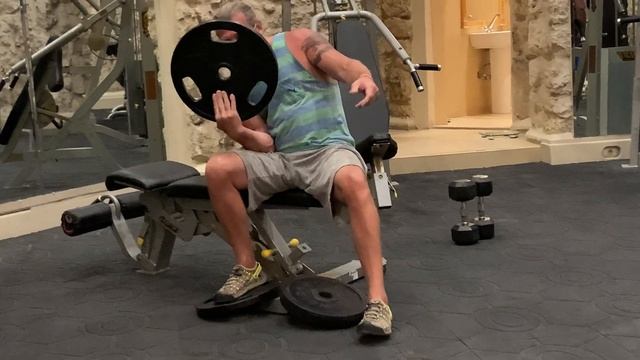 Seated 45 lbs plate curl practice /part 2