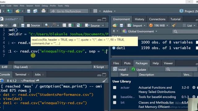 Importing your first .CSV files into R #rstudio #olakunle4impact #youtube #tagng