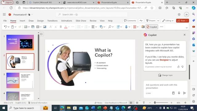 Copilot created PowerPoint presentation in 2minutes!