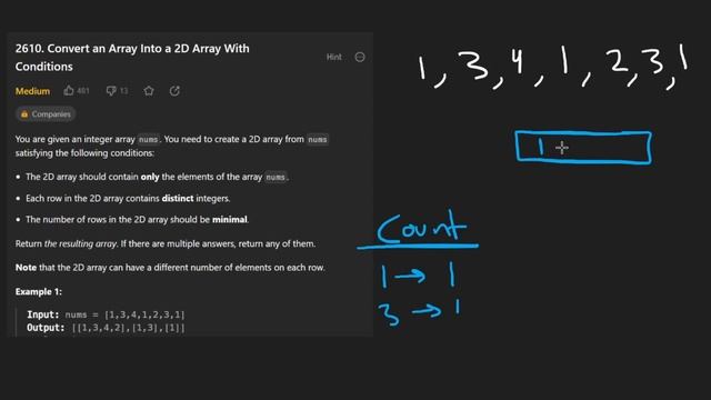 Convert an Array Into a 2D Array With Conditions - Leetcode 2610 - Python